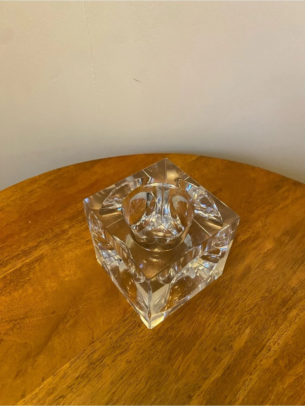 Vintage Japanese Glass Cube Candle Holder